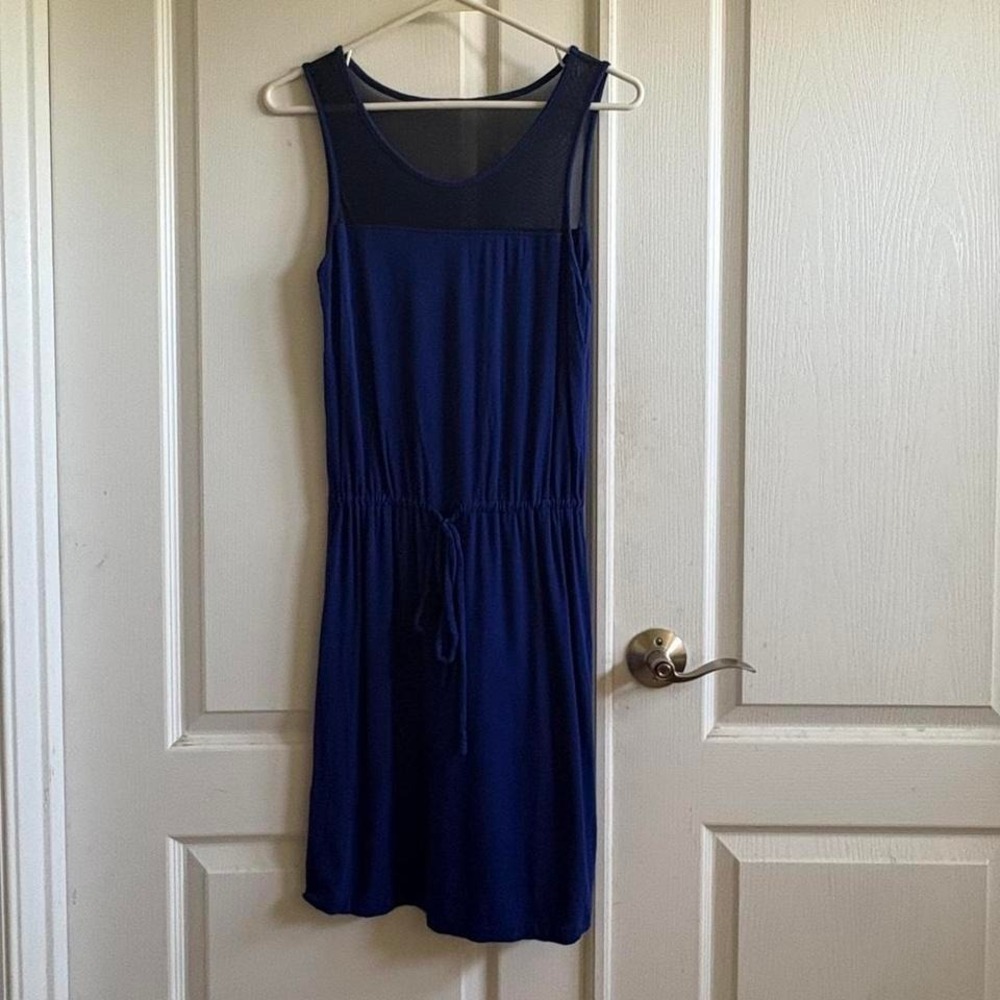 Casual Blue The Limited Midi‎ Dress with Mesh Back and Cinch Waist